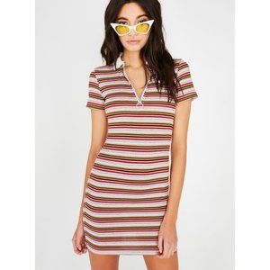 DOLLS KILL STRIPED POLO MINI DRESS